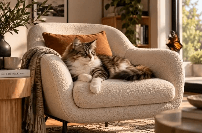 Cat + armchair